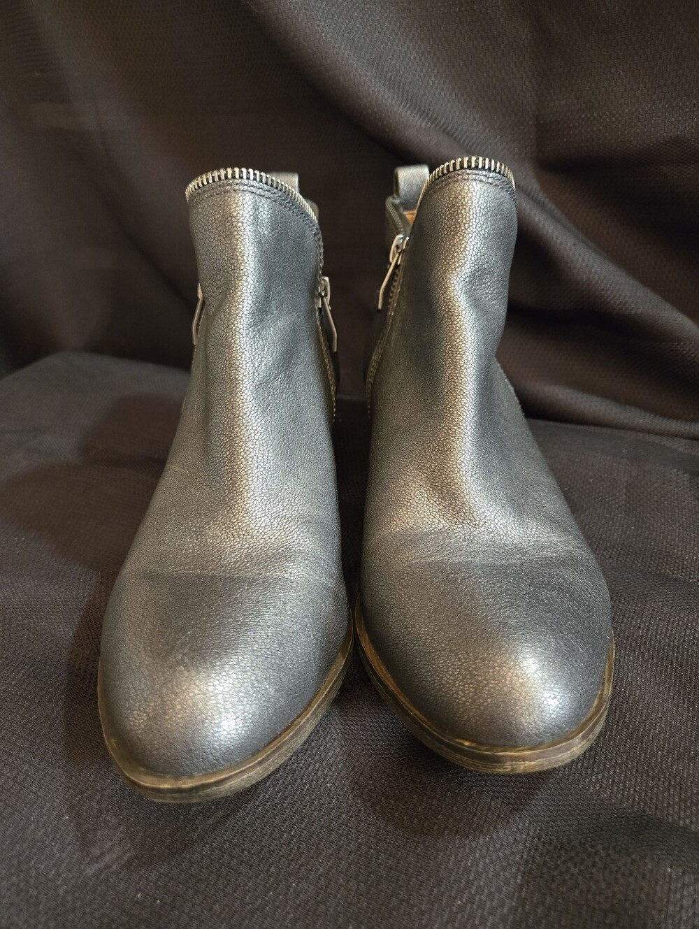 Vince Camuto Women’s Metallic Pewter Gray Leather Ankle Boots